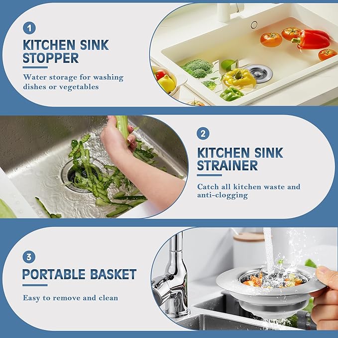 đ„LAST DAY 53% OFF-Upgraded 3 in 1 Kitchen Sink Drain Strainer