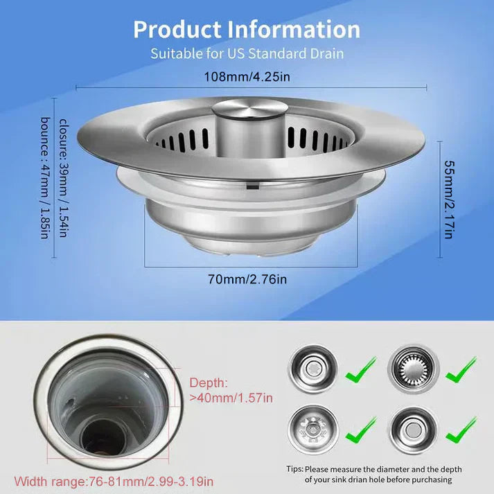 đ„LAST DAY 53% OFF-Upgraded 3 in 1 Kitchen Sink Drain Strainer