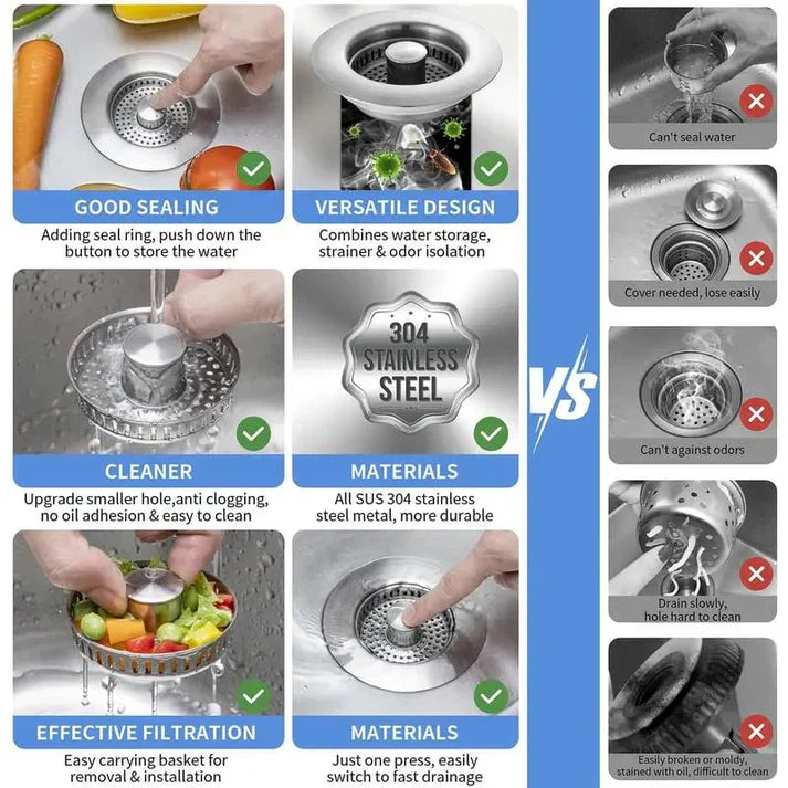 đ„LAST DAY 53% OFF-Upgraded 3 in 1 Kitchen Sink Drain Strainer